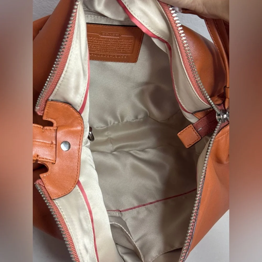 Coach Burnt Orange Leather Shoulder Bag Hobo Style Purse #13655